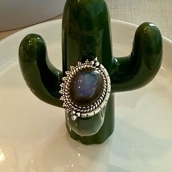 Stunning Boulder Opal Ring Southwestern Oval  Framed Sterling Silver - Picture 5 of 6